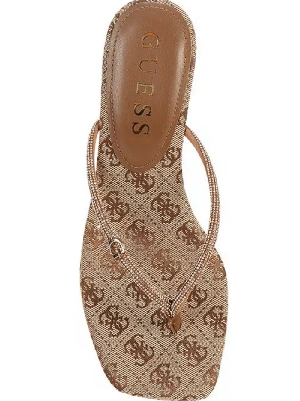 🧡 GUESS Mayan Rhinestone Metallic Logo Sandals Never Worn 🧡 - Picture 2 of 11